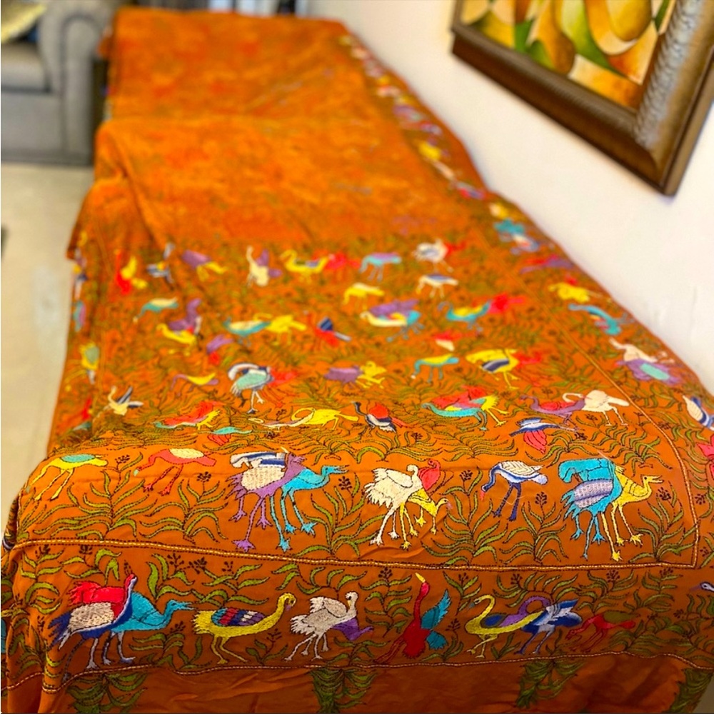 BRAND NEW!Exquisite Heritage Hand Kantha Work Saree on 100% pure Crepe -Dechine